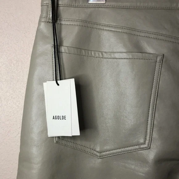 Free People AGOLDE Women's Size 10 Toast Color Recycled Leather Bland Shorts - Picture 7 of 14